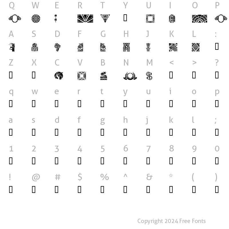 Character Map of ArtDeco Regular