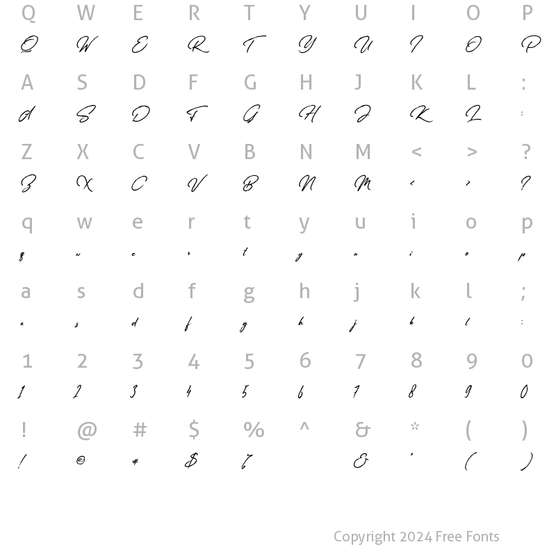 Character Map of Arte Fitte Regular