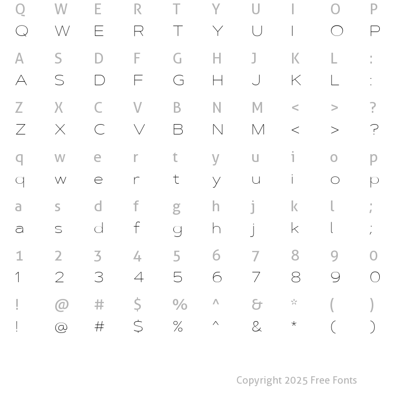 Character Map of ArtegraSoftEx-Thin Expanded