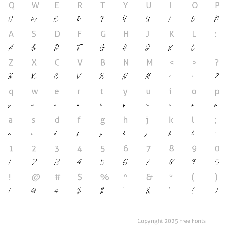 Character Map of Artemay Bright Regular