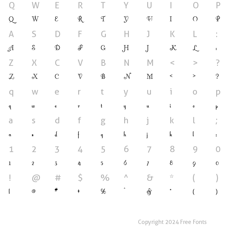 Character Map of Artemis Deco Regular