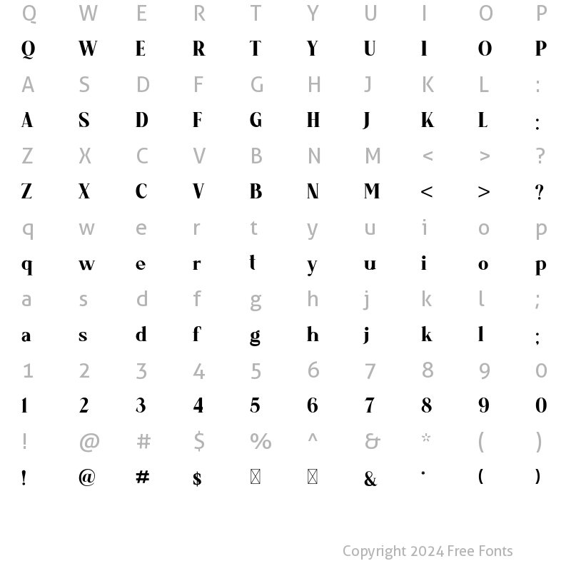 Character Map of Artemis reguler