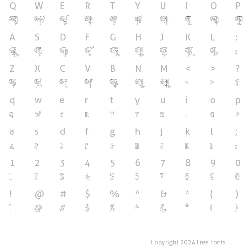 Character Map of Arterium Alternate Outline