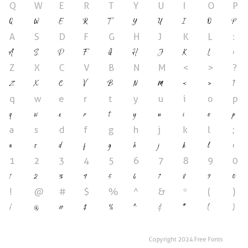 Character Map of Arthur Hill Regular