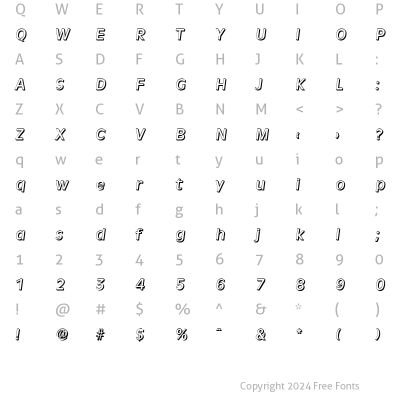 Character Map of ArthurBeckerShadow-Medium Italic