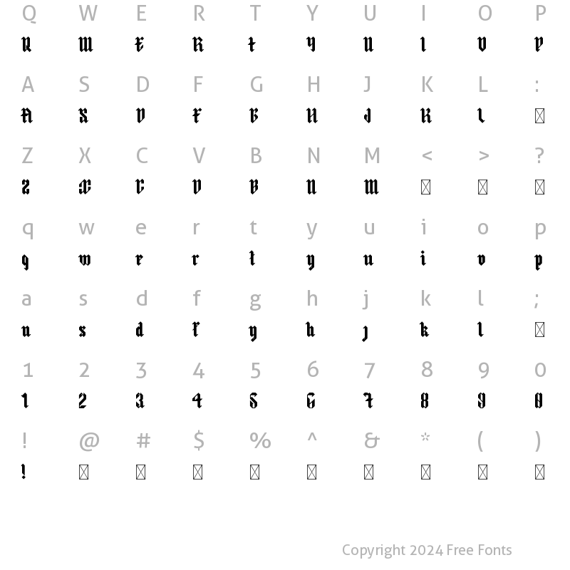 Character Map of ArthurBlack Bold