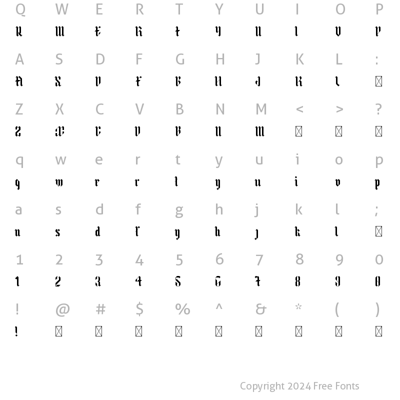 Character Map of ArthurBlack Regular