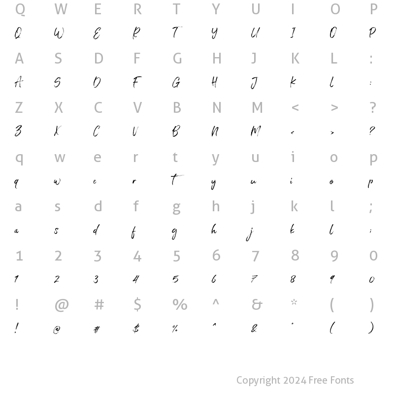 Character Map of Arthure Regular