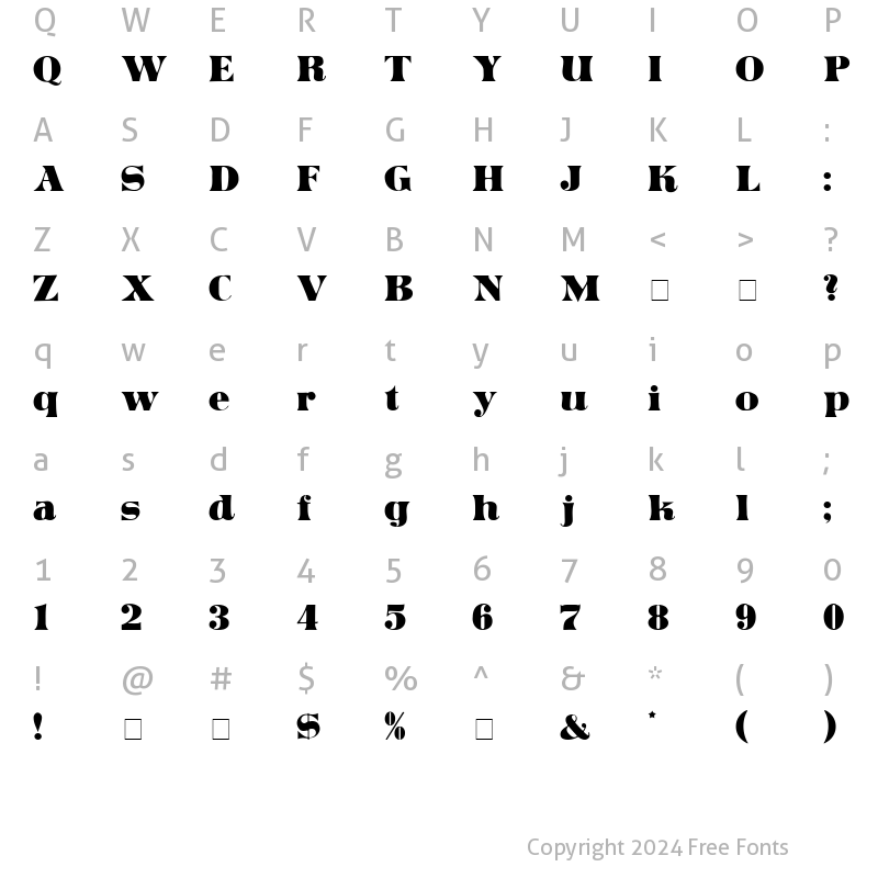 Character Map of Articula Display SSi Regular