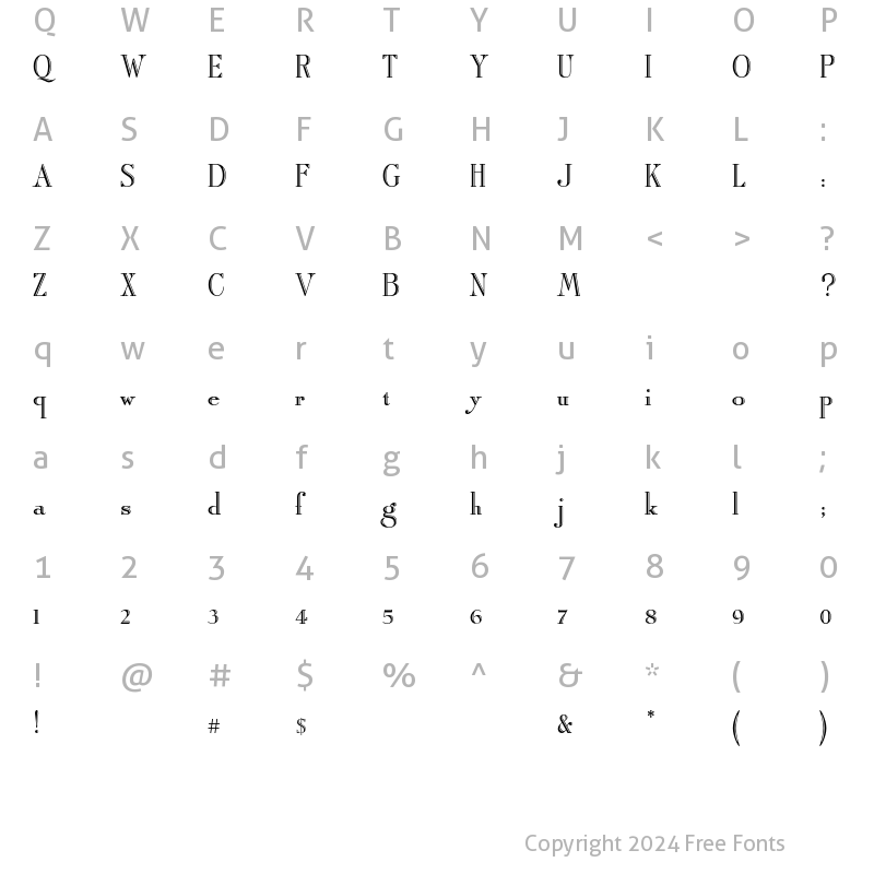 Character Map of Artisan Roman AT Regular