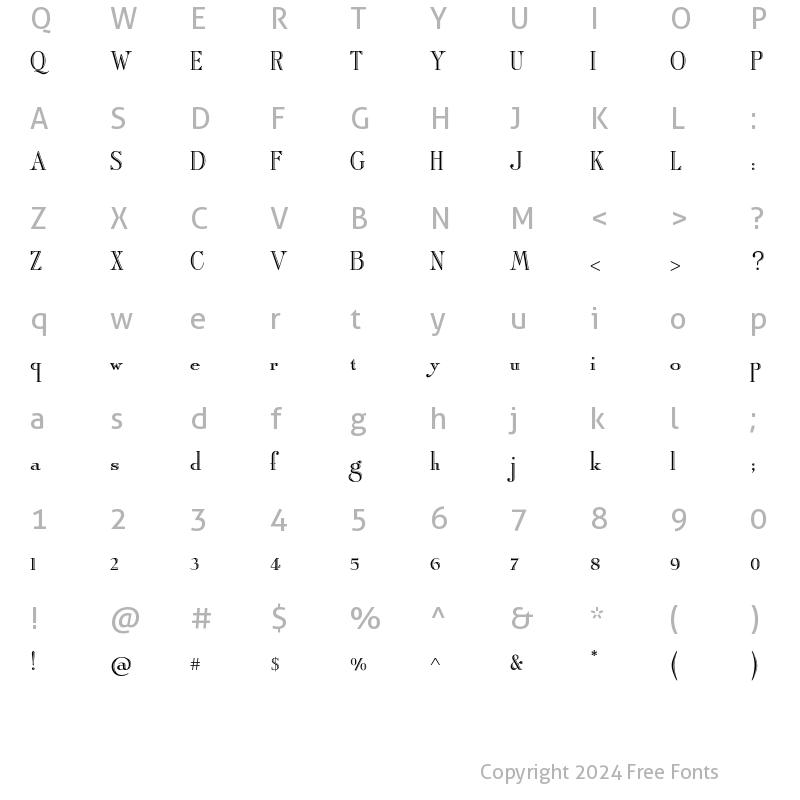 Character Map of Artisan Roman Std Regular