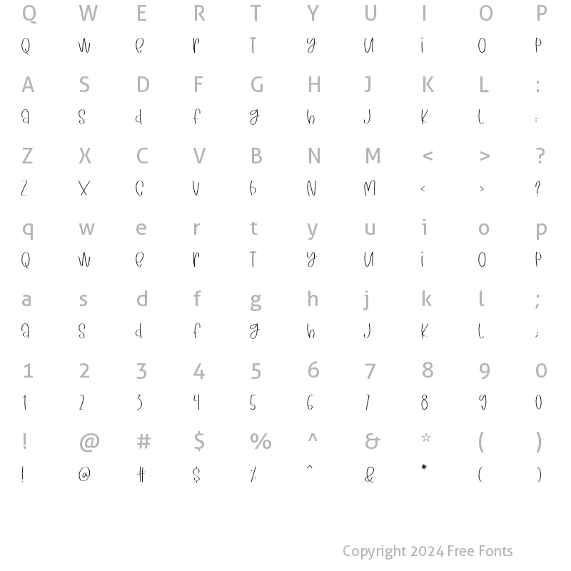 Character Map of Artisana Regular