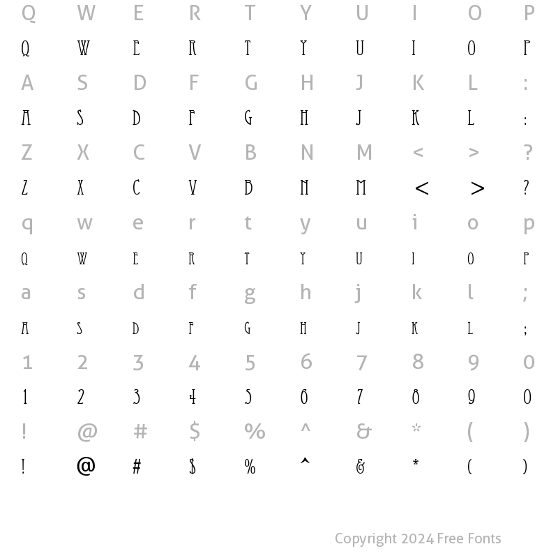 Character Map of Artist-Modern Regular