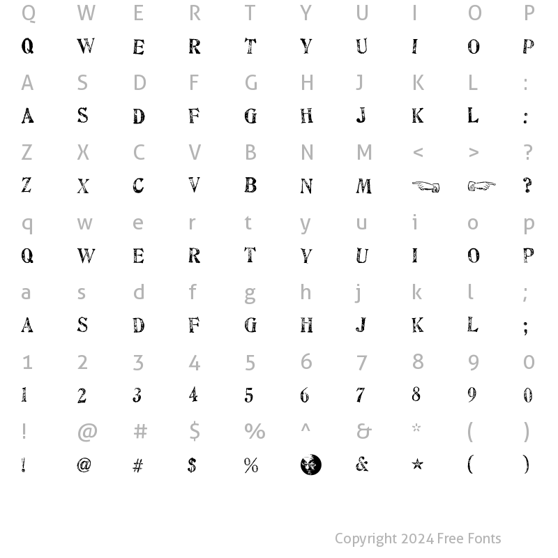 Character Map of Artistamp Medium Jumbled Regular