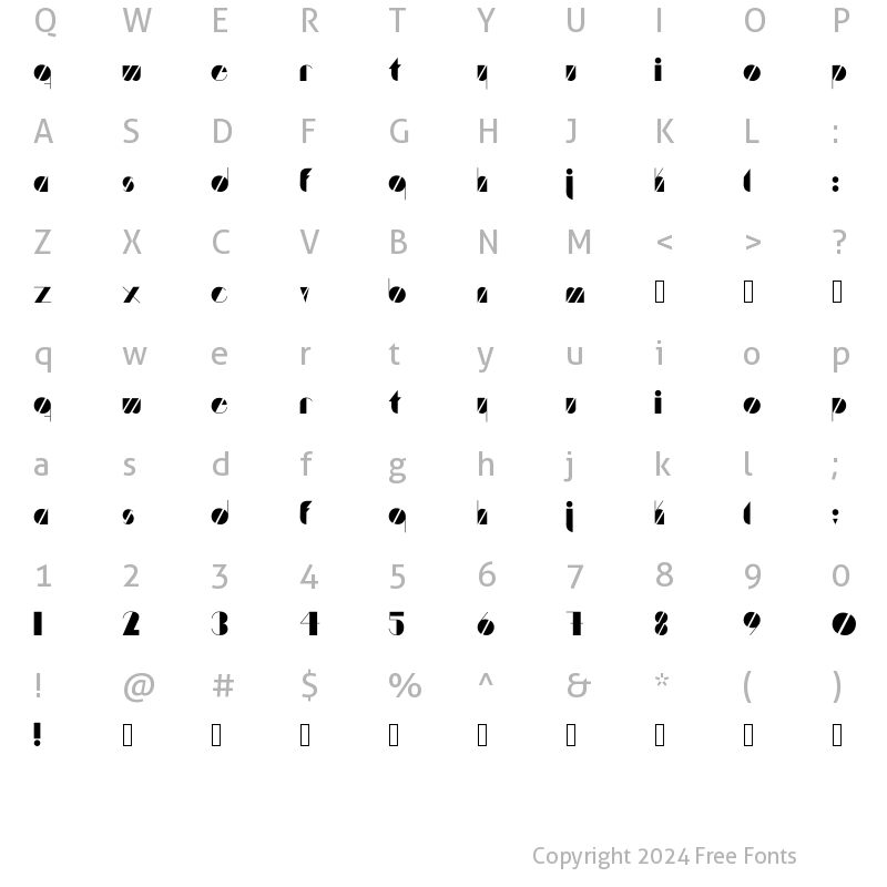 Character Map of Artistica Medium