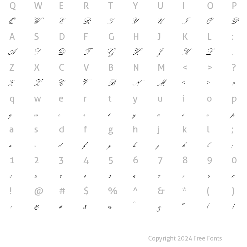 Character Map of Artists Script Regular