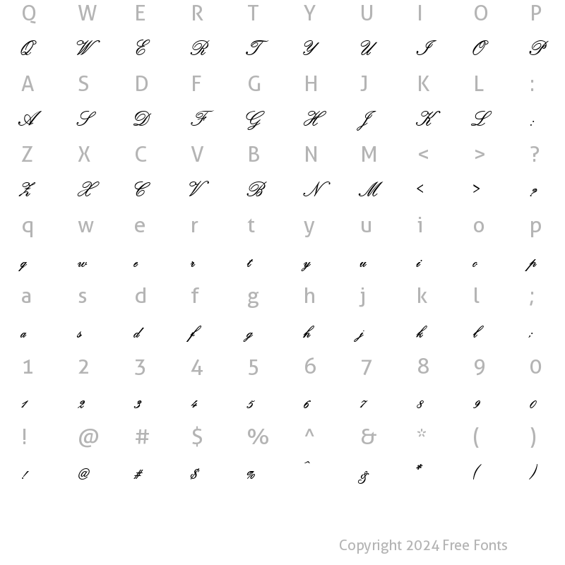 Character Map of ArtistsScript SemiBold