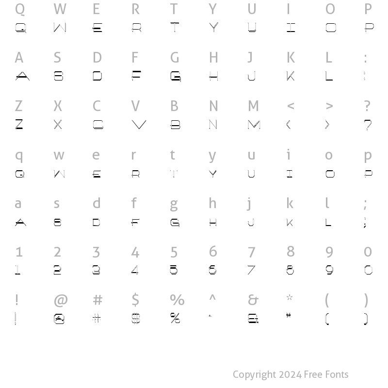 Character Map of Artlook 3-D Narrow Regular