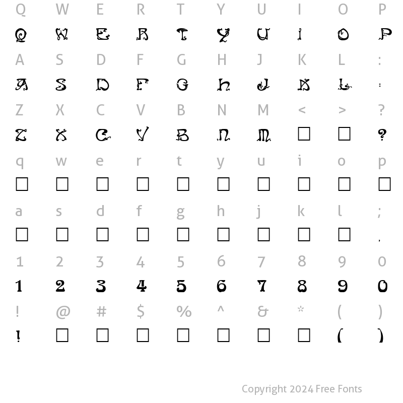 Character Map of ArtNouveau Regular