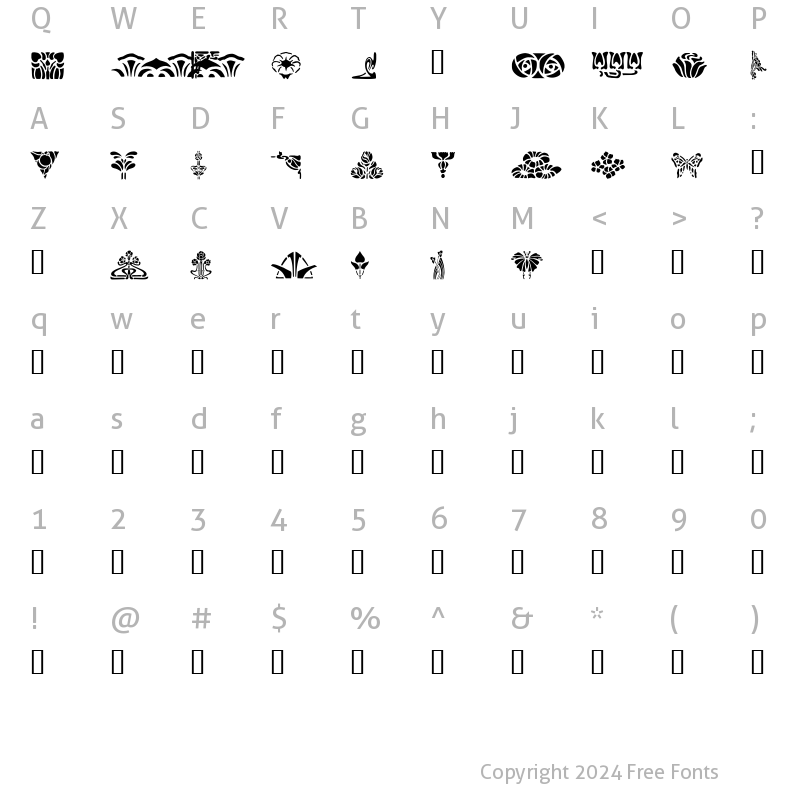 Character Map of ArtNouveau1 Regular