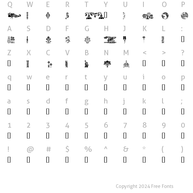 Character Map of ArtNouveau2 Regular