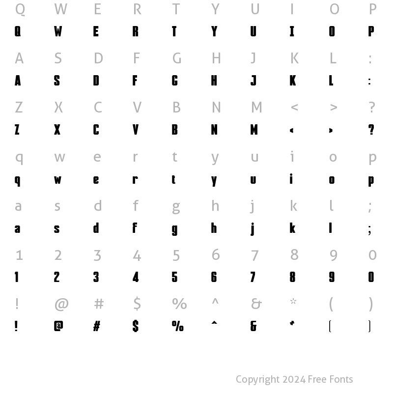 Character Map of Arto Condensed Bold Rounded