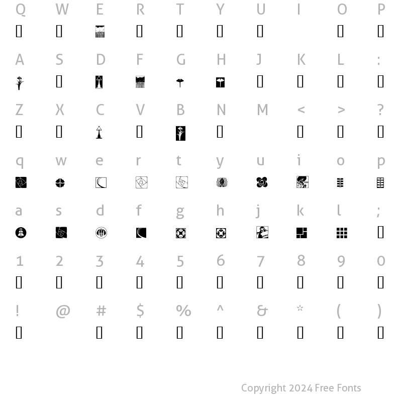 Character Map of Arts & Crafts Dingbats Regular