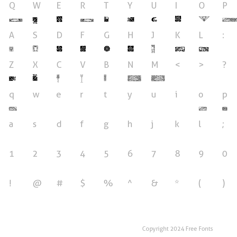Character Map of ArtsAndCrafts Ornaments Regular