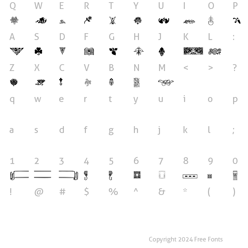 Character Map of ArtsandCrafts OrnamentsTwo Regular