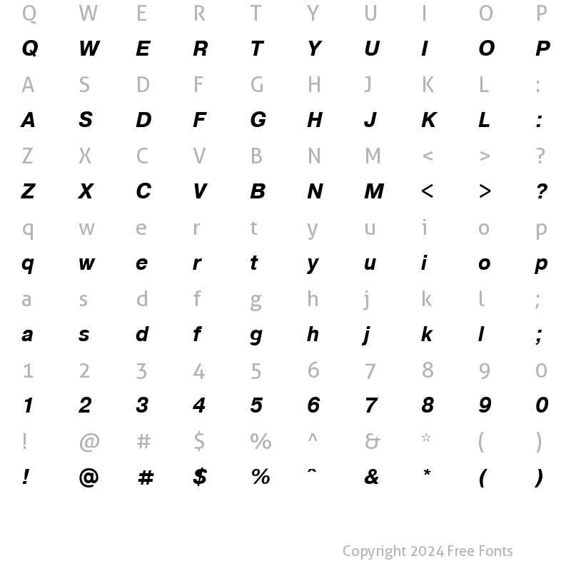 Character Map of ArtsansC BoldItalic