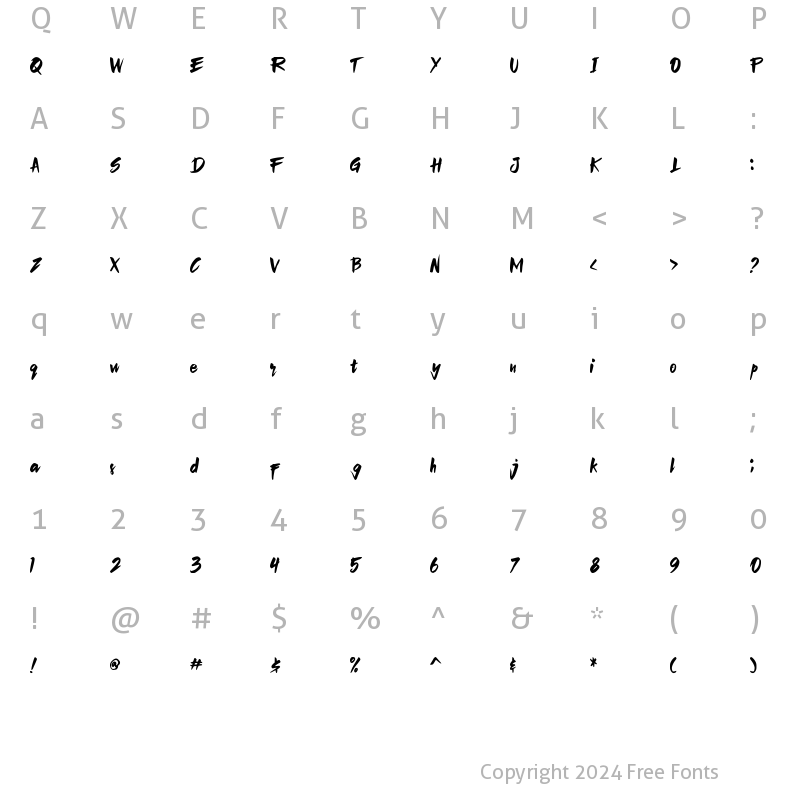 Character Map of Artsins Regular