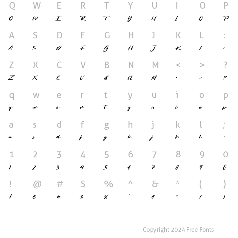 Character Map of Arttelost Regular