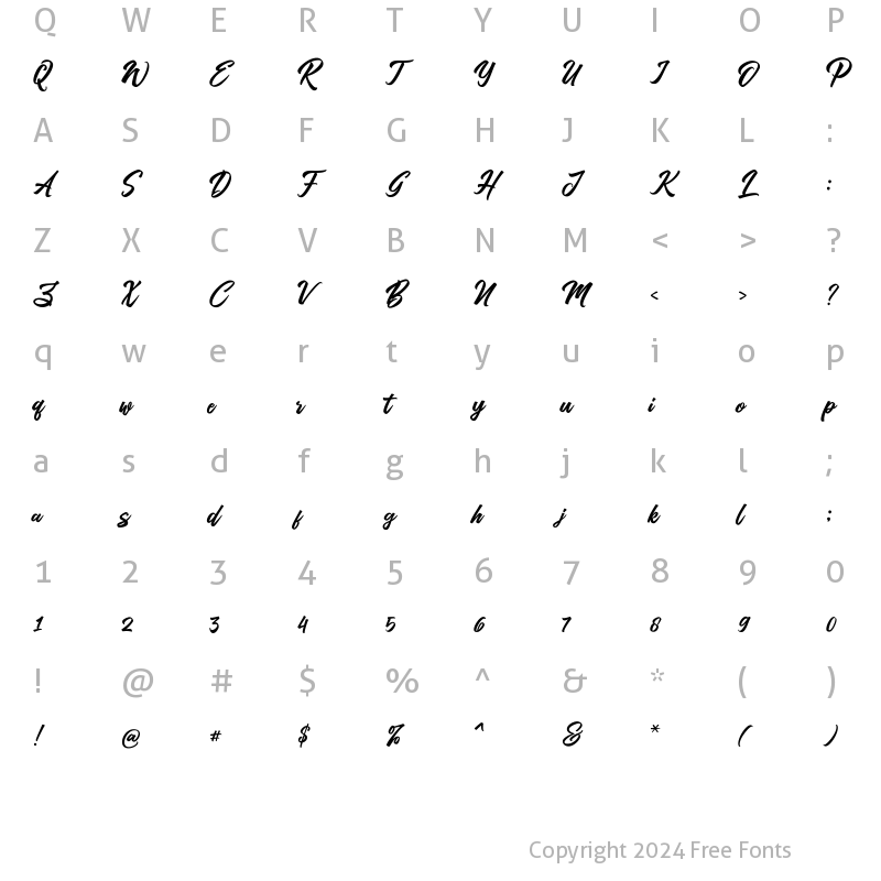 Character Map of Artukge Script Regular