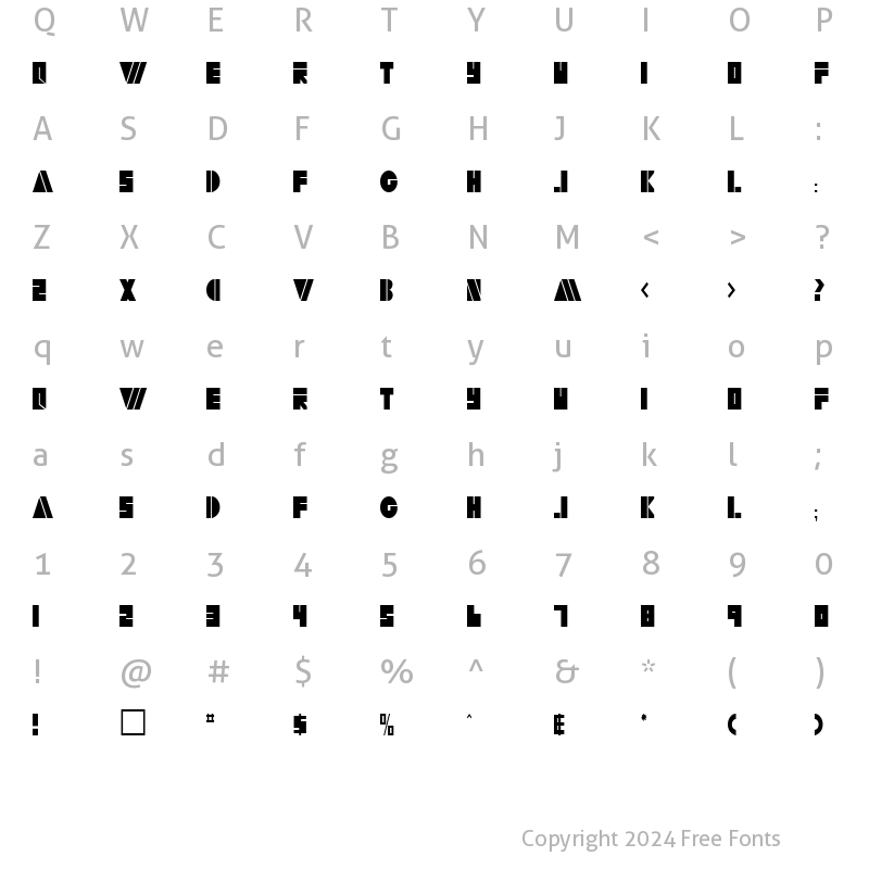 Character Map of ArtyTimesReg52 ttcon Regular