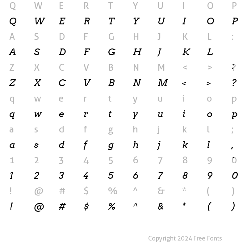 Character Map of ArvoItalic Italic