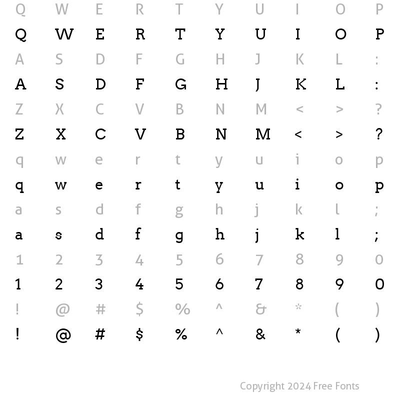 Character Map of ArvoRegular Regular