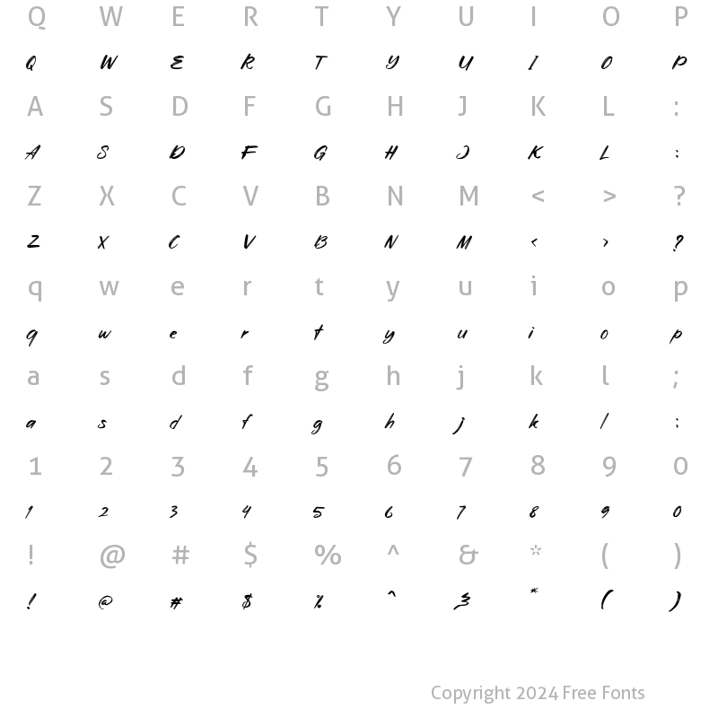 Character Map of Aryzena Regular