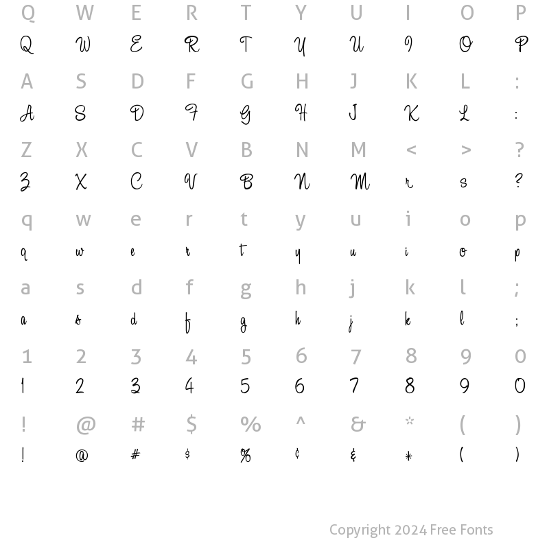 Character Map of A&S Black Swan Regular