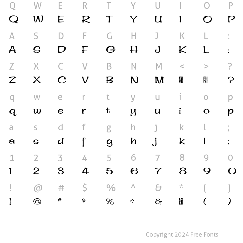 Character Map of A&S Bone Casual Regular