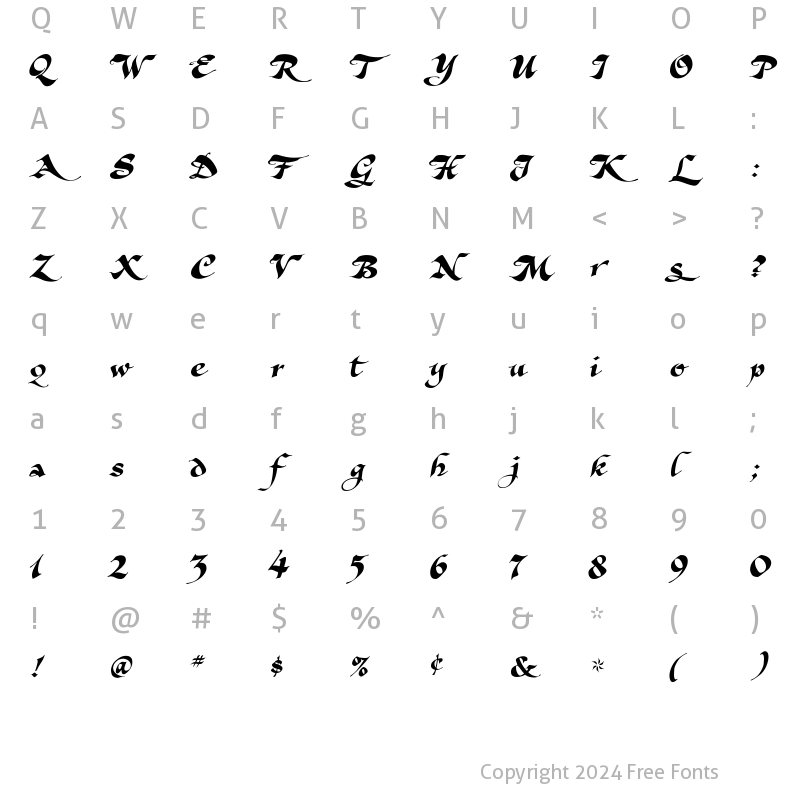 Character Map of A&S Harliquin Regular