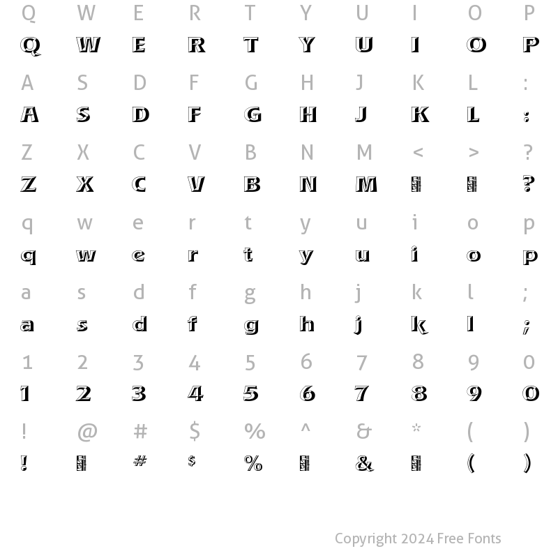 Character Map of A&S Marquee Chisel Regular