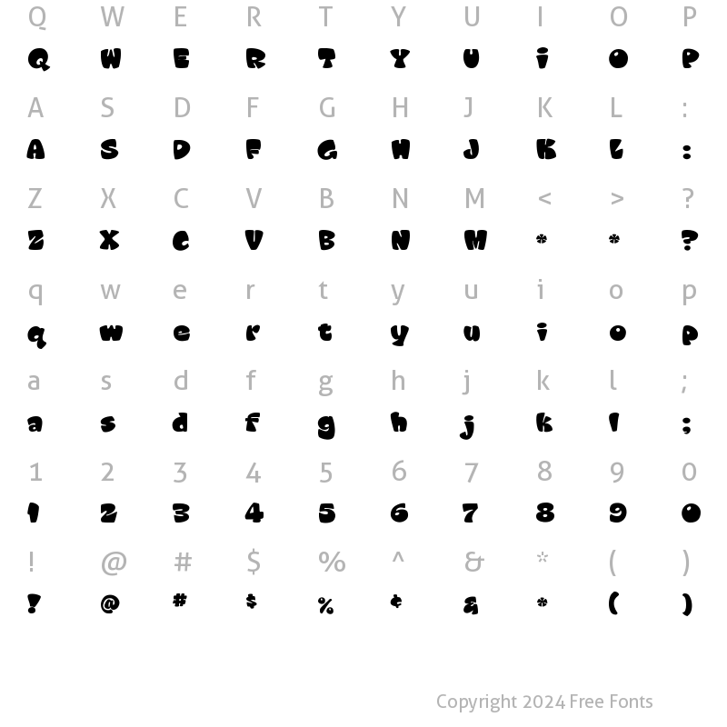 Character Map of A&S Popcorn Regular