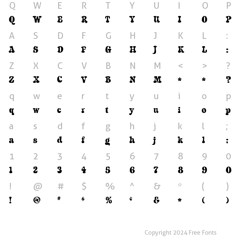 Character Map of A&S Porkchop Primitive Bold