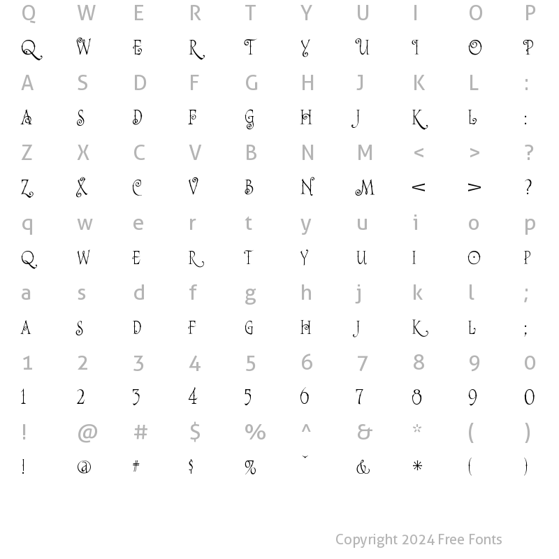 Character Map of A&S Sarsaparilla EX Extra