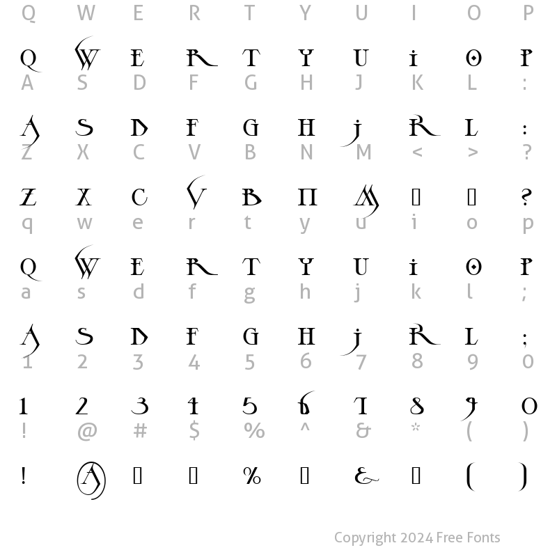 Character Map of AscendDescend Regular