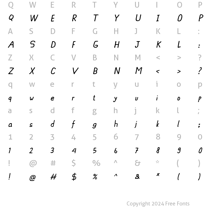 Character Map of ASCOTA Italic