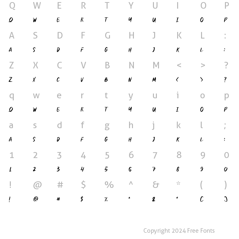 Character Map of Ascrada Regular