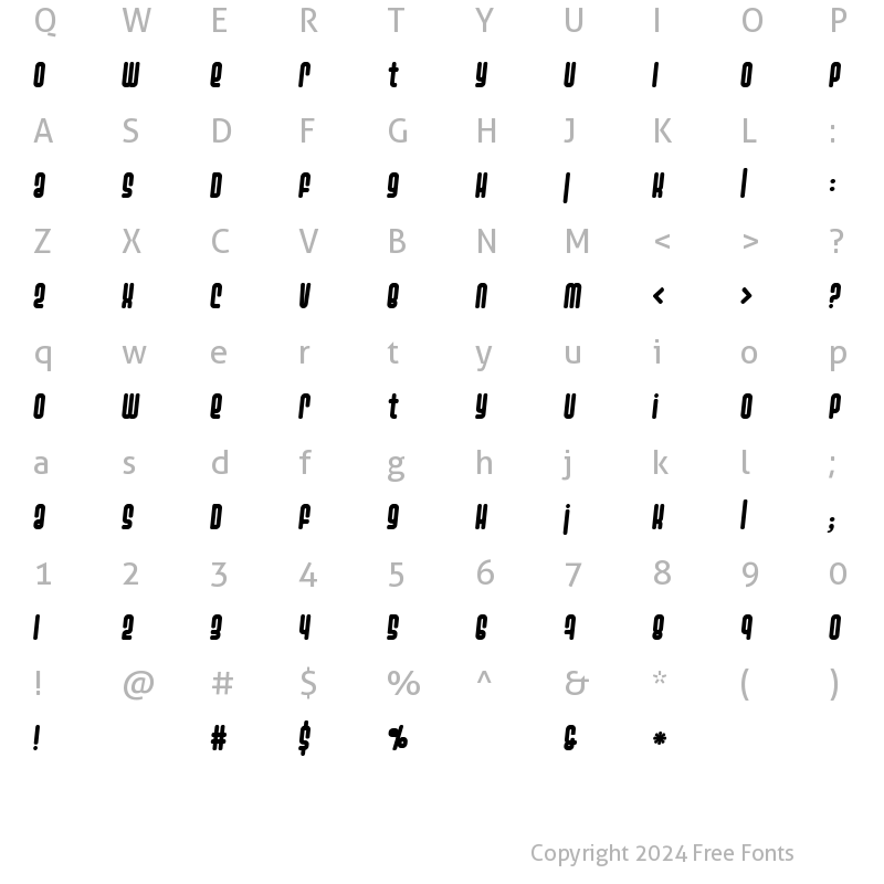 Character Map of Ashbury Italic