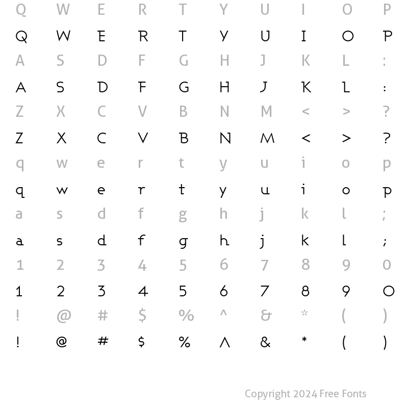 Character Map of Ashby Book Regular