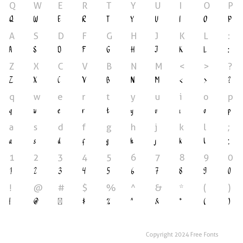 Character Map of Asheeqa Regular